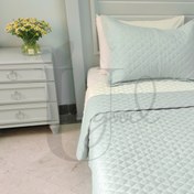 تصویر سرویس روتختی تک نفره بهاره مدل آمیتیس نقره ای آبی Bahareh single bed linen set, Amitis model, silver blue