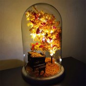 تصویر چراغ خواب دستساز گوی استوانه ای پیانو طرح پاییز 