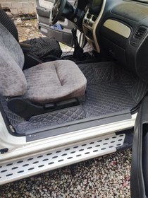 تصویر کفپوش چرمی پنج بعدی لکسوس LX 570 - مشکی دوخت سفید / سه تیکه اتاق با صندوق و لوگو و ردیف سوم 