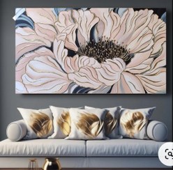 تصویر تابلو دکوراتیو گل عروس مدل برجسته Decorative painting of bridal flowers, embossed model