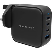 تصویر شارژر دیواری پاورلوژی مدل PWCUQC006-BK POWEROLOGY 100W TRIPLE PD GAN CHARGER | PWCUQC006-BK