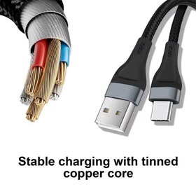 تصویر کابل شارژ تایپ سی YouShengKu مدل K54 YOUshengku Type C 6A Super Fast Charging Cable – Metal Woven Blacklin Series Model K-54