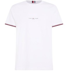 تصویر تی‌شرت مردانه با لوگوی نوک‌دار و فیت باریک - 100% پنبه، سفید برند Tommy Hilfiger Men's Tipped Logo Slim Fit T-Shirt - Pure cotton, White