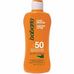 تصویر لوسیون ضد آفتاب باباریا babaria حاوی SPF 50 مناسب انواع پوست حجم 200 میل babaria Sunscreen LOTION SPF50