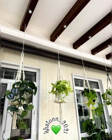 تصویر اویز گلدان مکرومه macrame