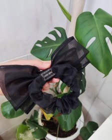 تصویر کشمو پاپیون حریر مرواریدی - مشکی 