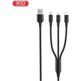 تصویر کابل سه سر یواس‌بی به لایتنینگ، تایپ‌سی و میکرو 1.2 متری ایکس‌او XO 3 in1 USB Cable 2,4A NB173 