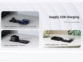 تصویر شارژر وایرلس مگنتی سه کاره رسی مدل Recci Wireless Charger RCW-13 
