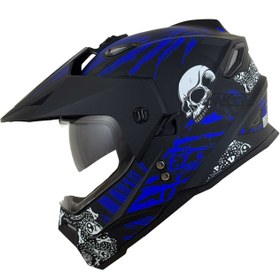 تصویر کلاه کاسکت اندرو DA1 مدل 202 BLUE-SKULL 