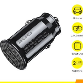 تصویر شارژر فندکی اوی مدل C-826 Awei C-826 2.4A Car Charger