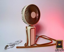 تصویر پنکه دستی شارژی گردنی در دو رنگ بندی صورتی و قهوه‌ای 