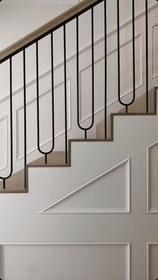 تصویر نرده فلزی مدرن باستیان 194 - مشکی Bastian Metal Baluster staircase (code 194)