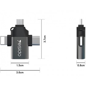 تصویر مبدل USB-C / MicroUSB / لایتنینگ OTG یسیدو مدل GS15 