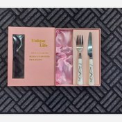 تصویر کارد و چنگال میوه خوری یونیک دسته سرامیک 