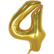 تصویر بادکنک فویلی طرح عدد 4 طلایی ا Golden number 4 foil balloon Golden number 4 foil balloon