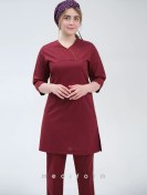 تصویر لباس اتاق عمل زنانه زرشکی مدیفرم مدل Liberta 