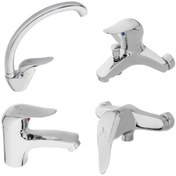 تصویر ست شیرآلات طوفان فلز مدل ندا مجموعه ۴ عددی رنگ سفید کروم 