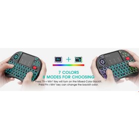 تصویر کیبورد Rii مدل 8541649352 Rii X8 Mini Keyboard,2.4GHz Portable Wireless Keyboard with Touchpad Mouse,RGB Backlit,Rechargeable Battery for Android TV Box/Mac/PC/Nvidia Shield