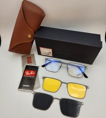 تصویر عینک طبی بلوکات تیتانیوم مگنتی با 2 کاور آفتابی رای بن Ray Ban کد 7012 