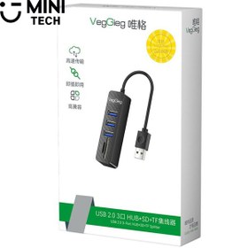 تصویر هاب USB2.0 و رم ریدر وگیگ مدل V-C303 