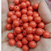 تصویر مهره مرجان طبیعی سایز 8 اصل طبیعی مرجان سرخ سوراخ دار گوی 