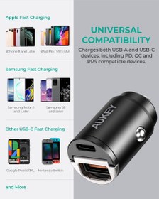 تصویر شارژر فندکی آکی مدل CC-A3 Aukey CC-A3 PD QC3.0 Car Charger