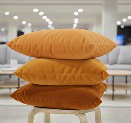 تصویر کاور کوسن مخمل نارنجی کد cu504 