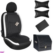 تصویر ست روکش صندلی خودرو سوشیانت مدل نیل به همراه پشت گردنی و باکس و دور فرمان مناسب کوییک و تیبا 2 