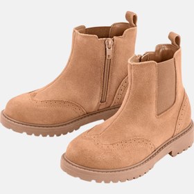 تصویر چکمه‌های بسته دخترانه با زیپ، رنگ قهوه‌ای روشن برند tchibo Toddler Girls Zipper Closure Closed Toe Boots, Tan