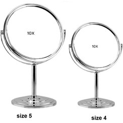 تصویر آینه آرایشی پایه دار استیل بزرگنمایی 10 برابر 