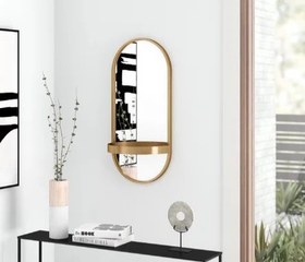 تصویر آینه دکوراتیو فلزی دیواری بیضی G۲۴۴ - سفید 