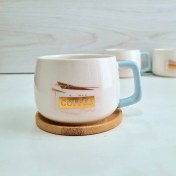 تصویر ماگ coffee دسته آبی 