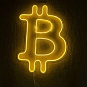 تصویر نئون مینیمال با طرح بیتکوین minimal neon of bitcoin logo