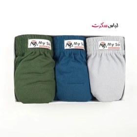 تصویر شورت مردانه پادار نخی بسته 3عددی ls320 