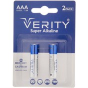 تصویر باتری نیم قلمی وریتی مدل VERITY LR03-S Super Alkaline بسته دو عددی Verity Ultra Alkaline LR03 1.5V AAA Battery 2 Of Pack