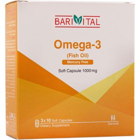 تصویر کپسول نرم امگا 3 بسته 30 عددی باریویتال Barivital Omega 3 30 Capsules