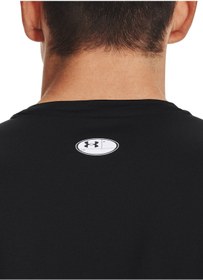 تصویر Under Armour یقه گرد مسطح سیاه مرد سفید T shirt 1361683 Ua Hg Armor SS نصب شده 