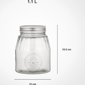 تصویر بانکه شیشه ای 1/1 لیتر درب فلزی لیمون 2036 