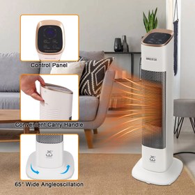 تصویر بخاری برقی OZAVO ایستاده سرامیکی 2000 واتی با کنترل از راه دور مدل NPT-20ZL6R 2000W Ceramic Standing Heater with Remote Control