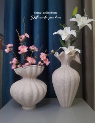 تصویر گلدان پرنسسی پلی استر - سفید / مدل کوتاه 