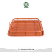 تصویر سینی تفلون مستطیل توری روغن گیر 