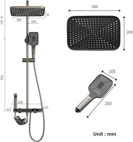 تصویر دوش حمام طرح پیانویی مدل دیجیتال دار Piano Shower System | Bathtub Faucet