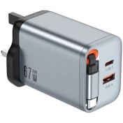 تصویر شارژر دیواری گرین مدل GNGAN67WUK ظرفیت ۶۷ وات با ۳ پورت 