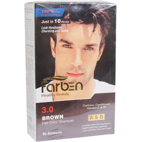 تصویر شامپو رنگ آقایان قهوه ای فاربن شماره 3 ا Farben Brown Hair Color Shampoo No.3 Farben Brown Hair Color Shampoo No.3