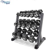 تصویر رک دمبل ۳طبقه 3-tier dumbbell rack