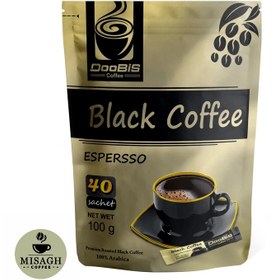 تصویر قهوه اسپرسو فوری دوبیس ساشه بلک کافی اسپرسو صددرصد عربیکا دوبیس 40 عدد Doobis Black Coffee Espersso 100 Arabica 40 Sachets