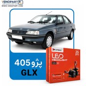 تصویر هدلایت پژو 405 GLX دورنگ(نورپایین زرد فابریک بالا سفید یخی) مدل 3S Pro اورجینال | گارانتی (2عددی) 1128 CanPex Headlight 3S Pro