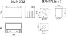 تصویر باتری موتور سیکلت 7 امپر پهن تینو باتری موتور هوندا ، باتری موتور طرح کلیک