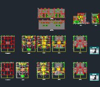 تصویر فایل اتوکد خانه ویلایی دو طبقه ۳ خواب ابعاد ۱۳.۲۵ در ۱۵.۵۰ 
