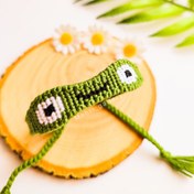 تصویر دستبند دخترانه طرح قورباغه دستبافت رنگ دلخواه 